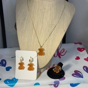 Gold and Orange Animal Pendant Necklace